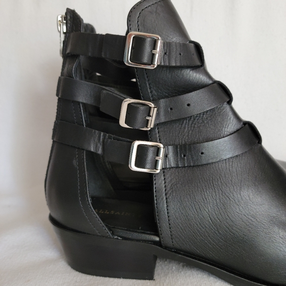 All Saints Naomi Cutout black leather bootie - Picture 2 of 15